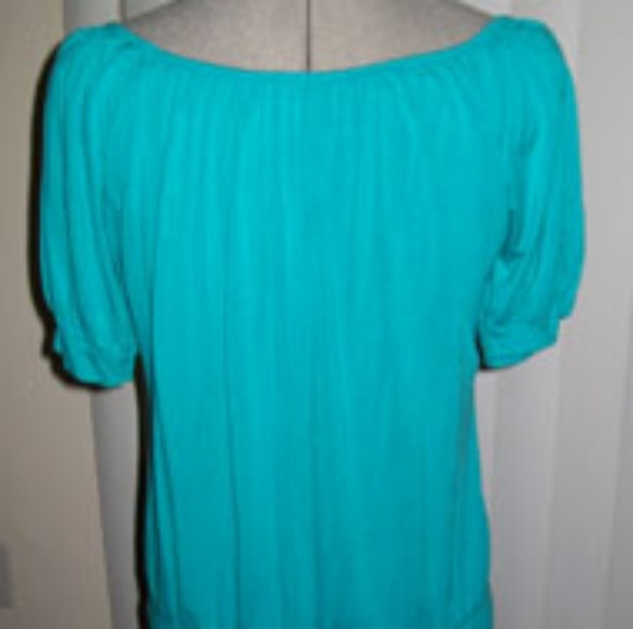 Turquoise Short Sleeve Blouse - Picture 2 of 2